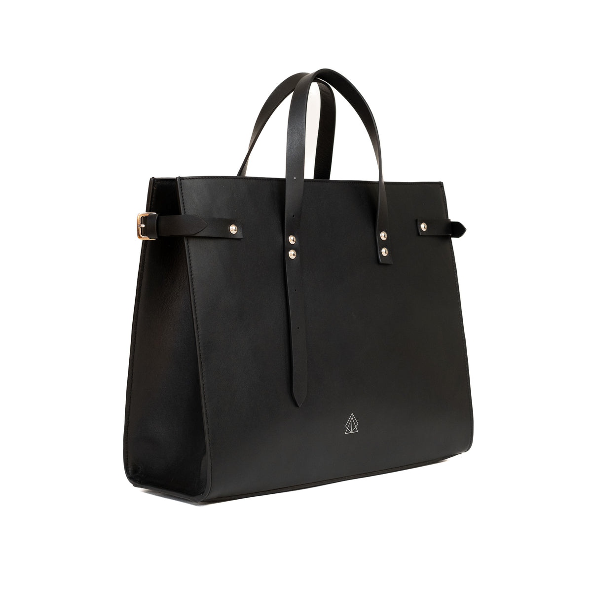 Grand sac à main Tote Bag cuir noir, vue côté