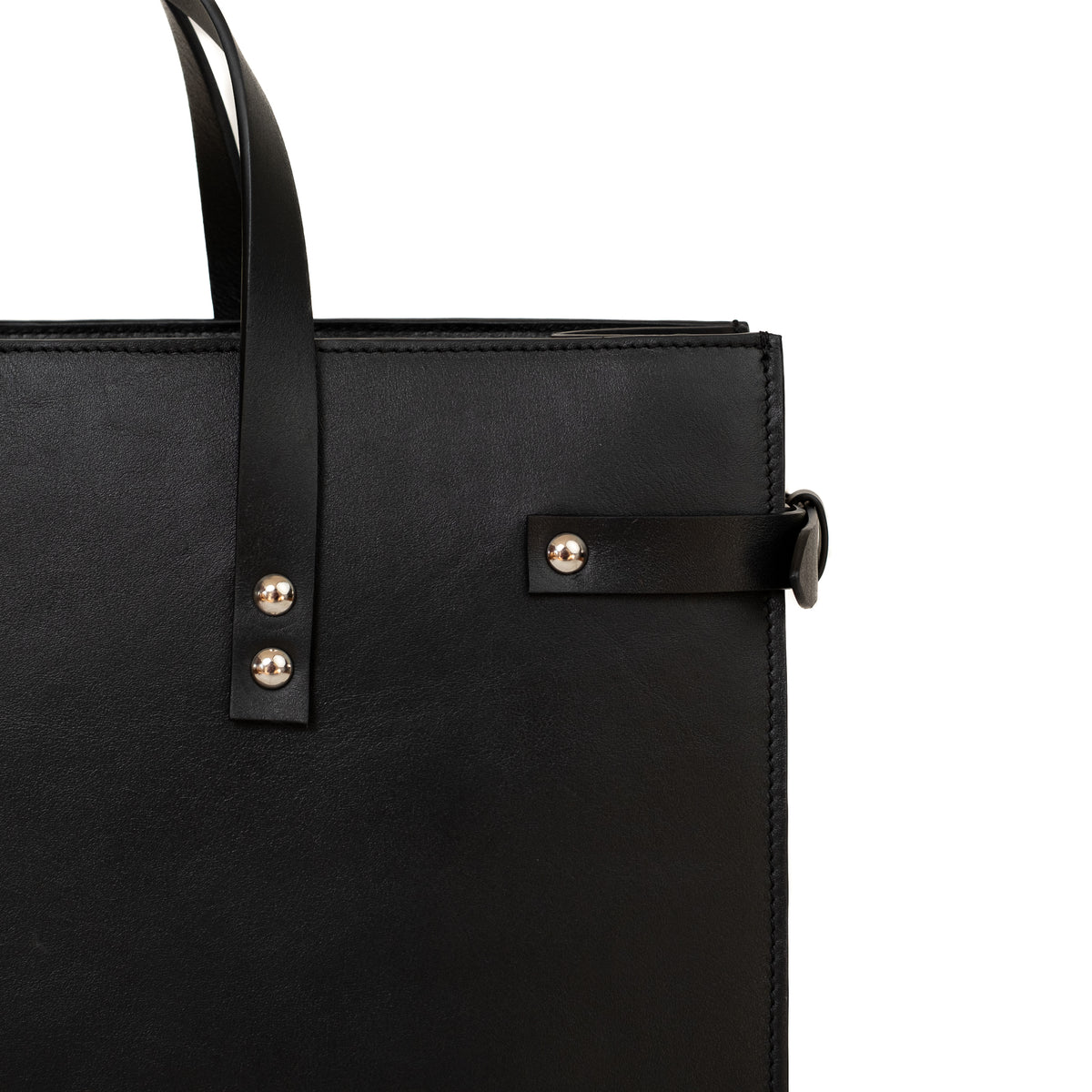 Grand sac à main Tote Bag cuir noir, vue détails