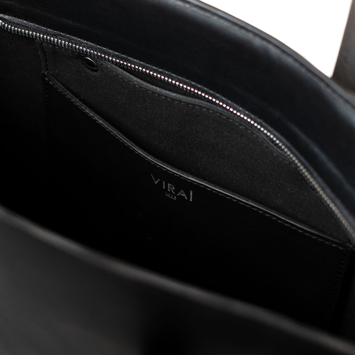 Grand sac à main Tote Bag cuir noir, vue intérieur
