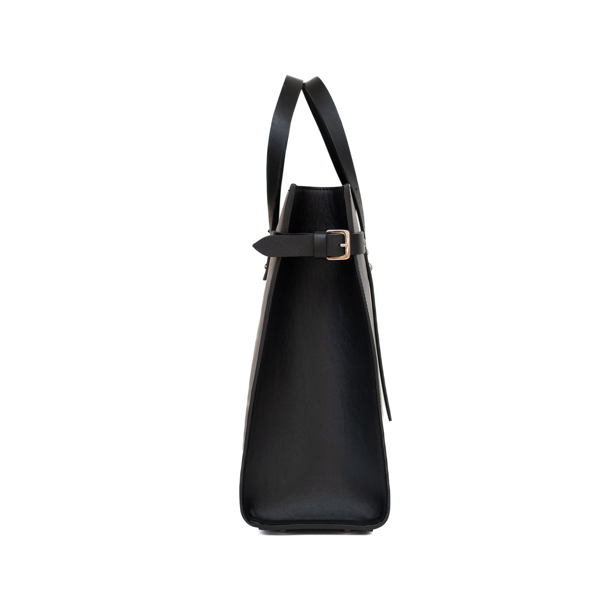 Grand sac à main Tote Bag cuir noir, vue latérale